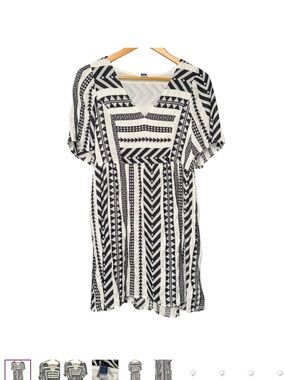 Old Navy Black and White Geometric Midi Dress